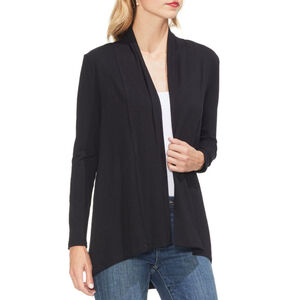 Sam & Jess Petite Medium Black Open-Front High-Low Cardigan Sweater NWT
